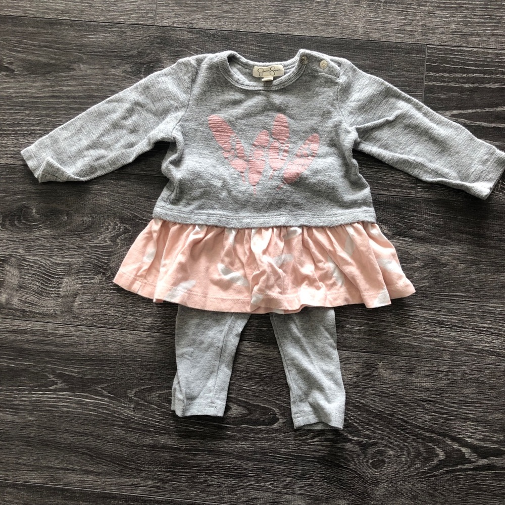 Grey & pink tunic with leggings
